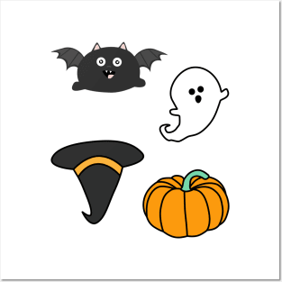 Bat, Witch, Ghost, Pumkin - Halloween Lover Sticker pack Posters and Art